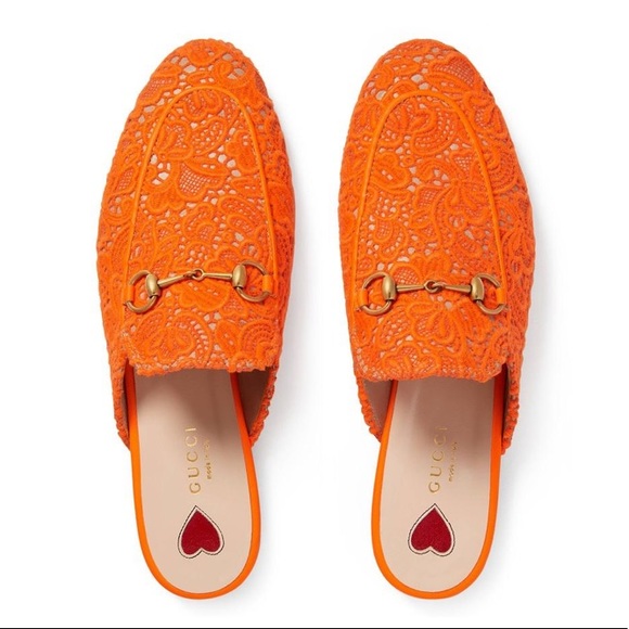 Gucci Shoes - Gucci orange princetown lace mules NWB 39